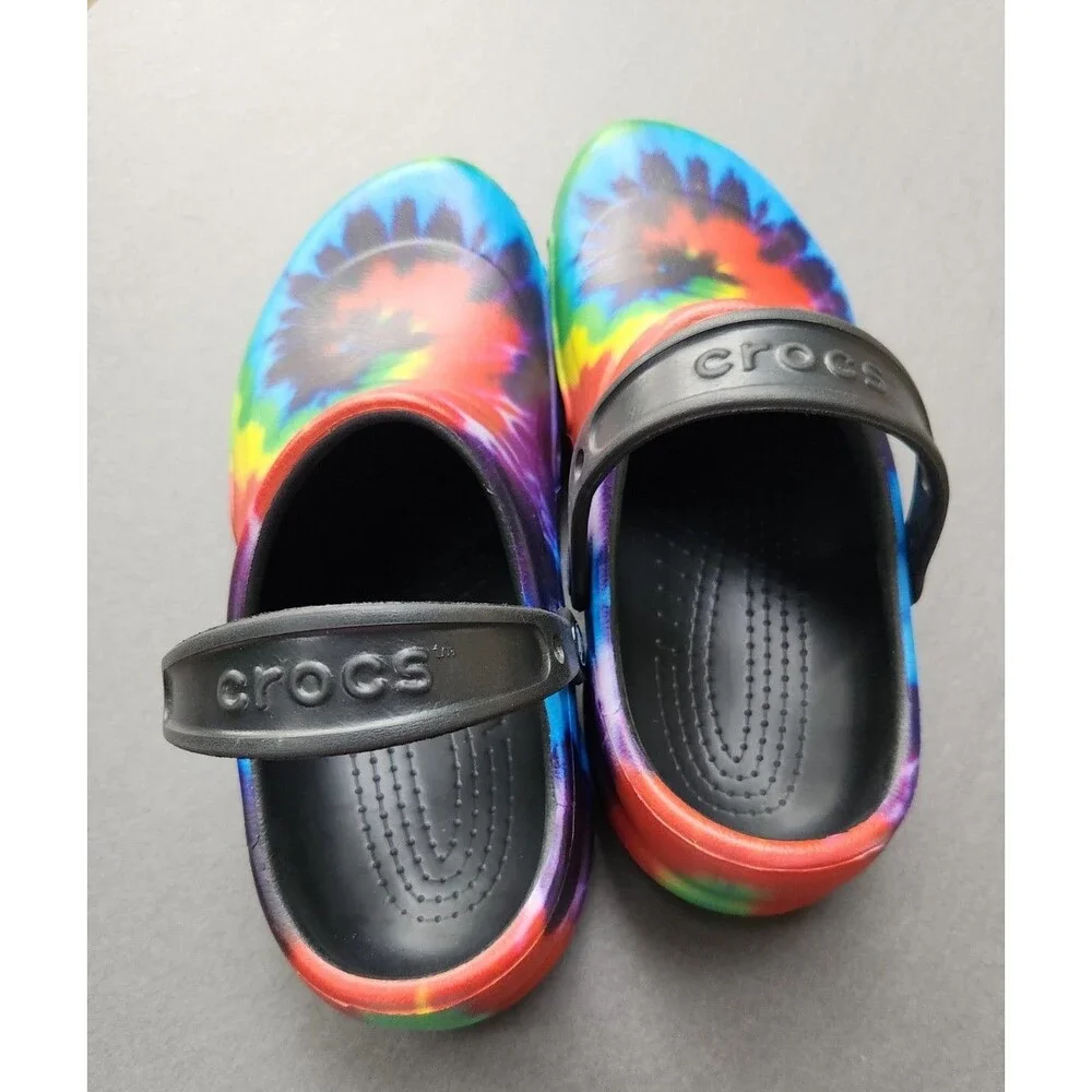 Crocs Bistro Clogs Mens 11 Tie Dye Groovy Non Slip Pride Work  Shoe Restaurant